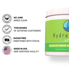 Hydrate Pro zero sugar stevia packaging highlights a sweetened, sugar-free option.