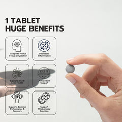 Fizzing action as HYDRO HYDROGEN TABLETS activate in water.
