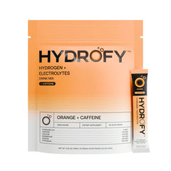 Hydrofy orange caffeine packet dissolving for on-the-go hydration