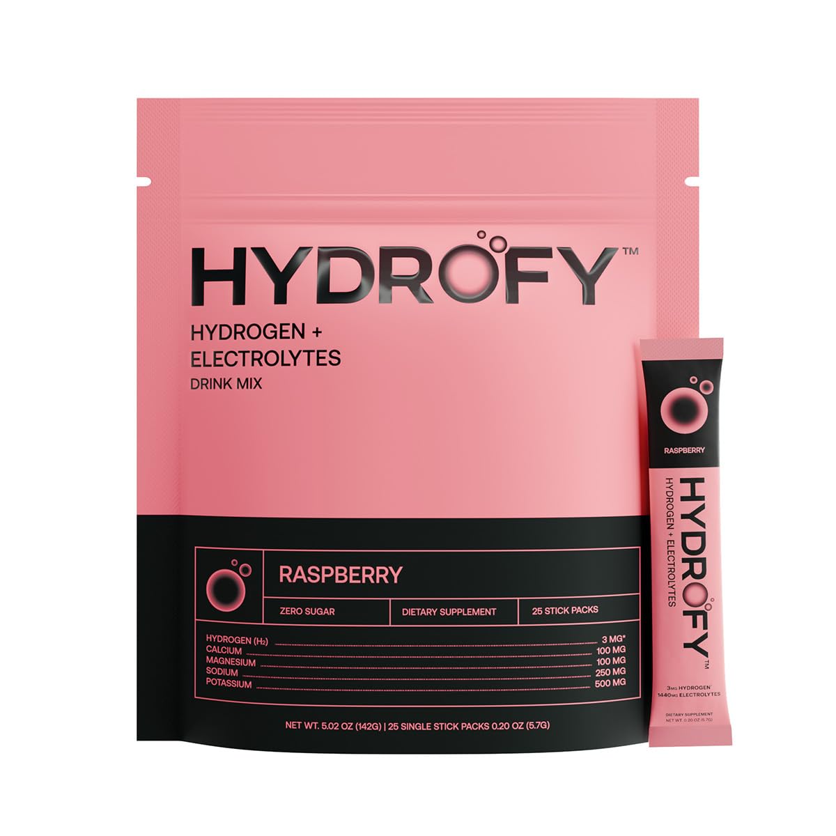 Hydrofy Raspberry 25 Ct packaging highlights clean hydration