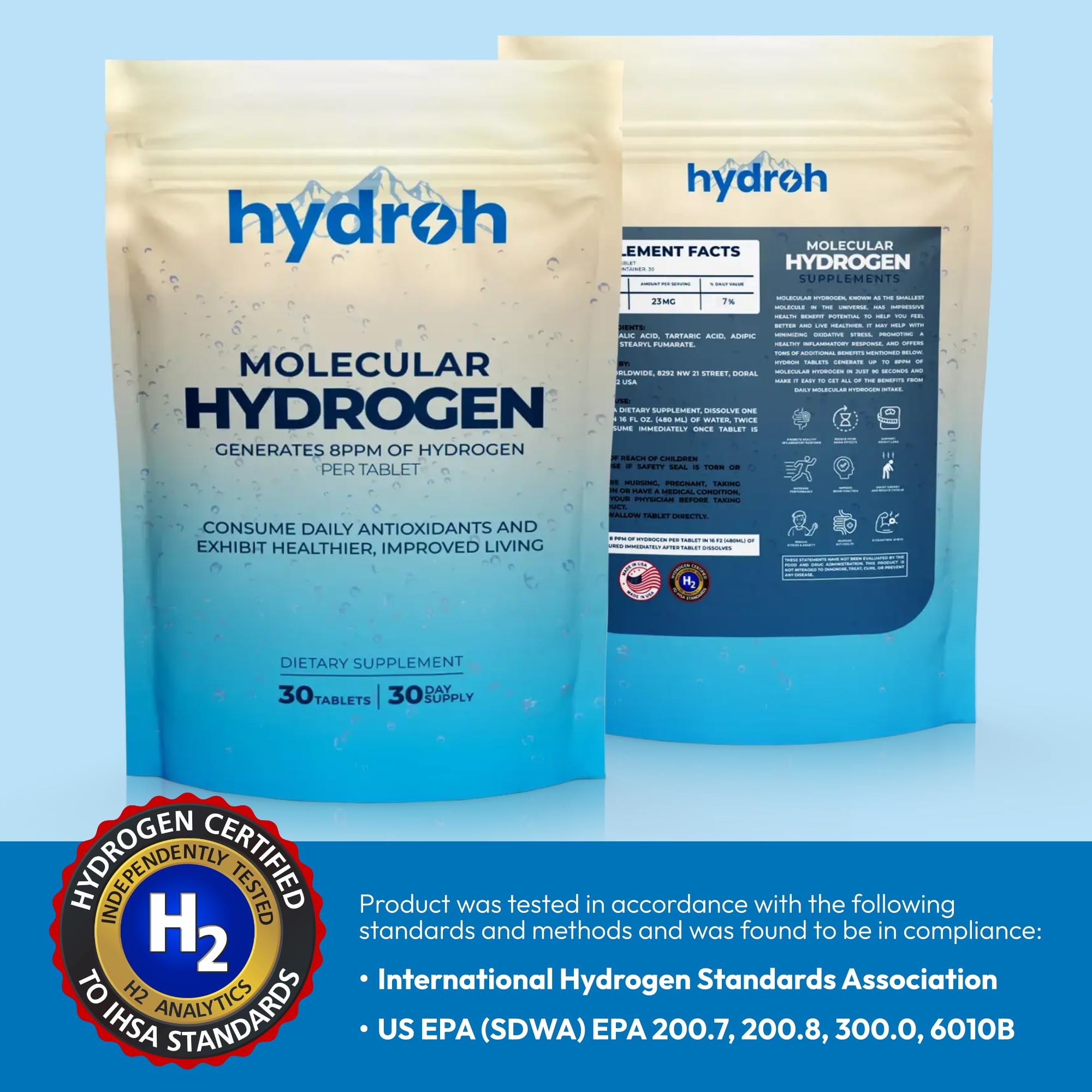 Hydroh on-the-go hydration in a bottle for travel and daily use.