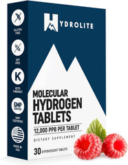 HydroLite hydrogen tablets 30-pack on packaging for convenient hydration