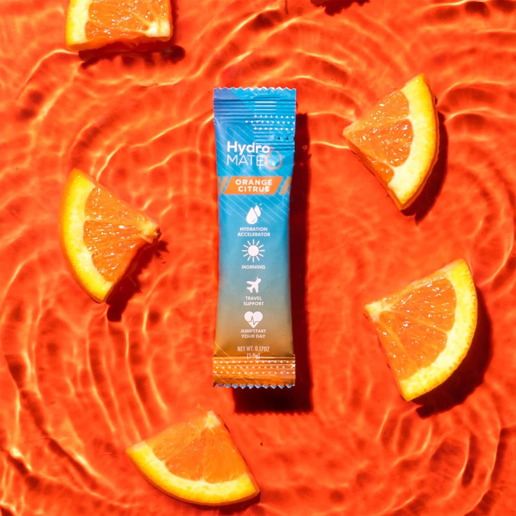 HydroMATE travel-ready packets stay moisture-proof in your bag.