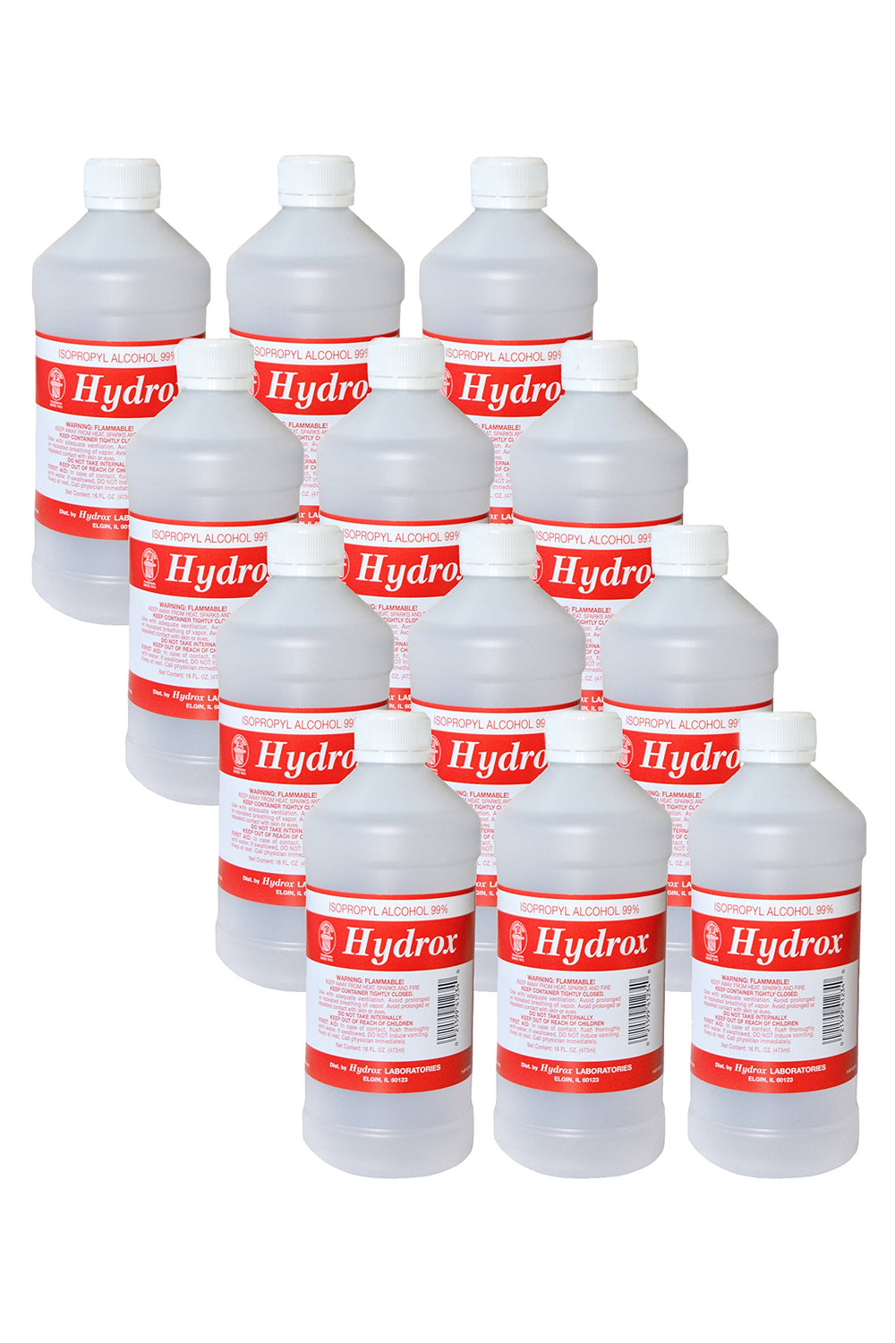 Hydrox 99% isopropyl alcohol 16 oz bottle for industrial cleaning and degreasing.