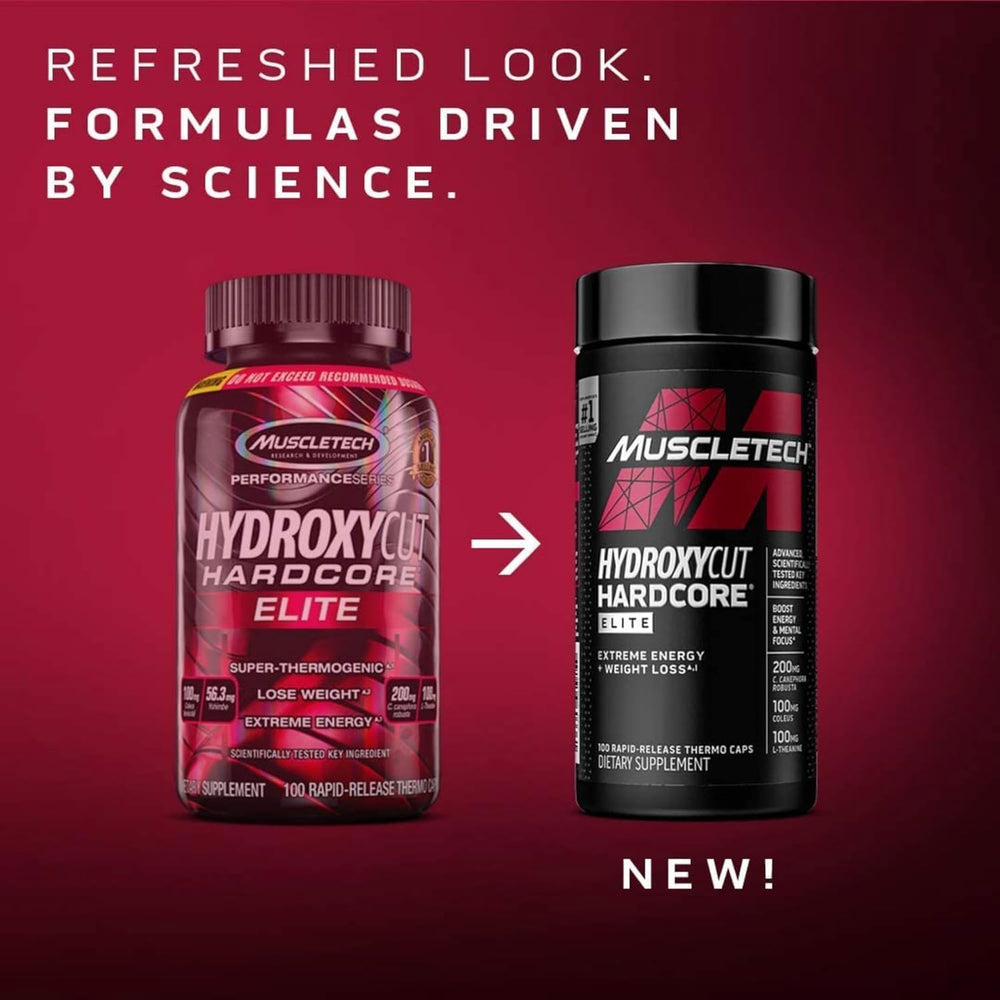 Hydroxycut Hardcore Elite energy scene beside workout gear