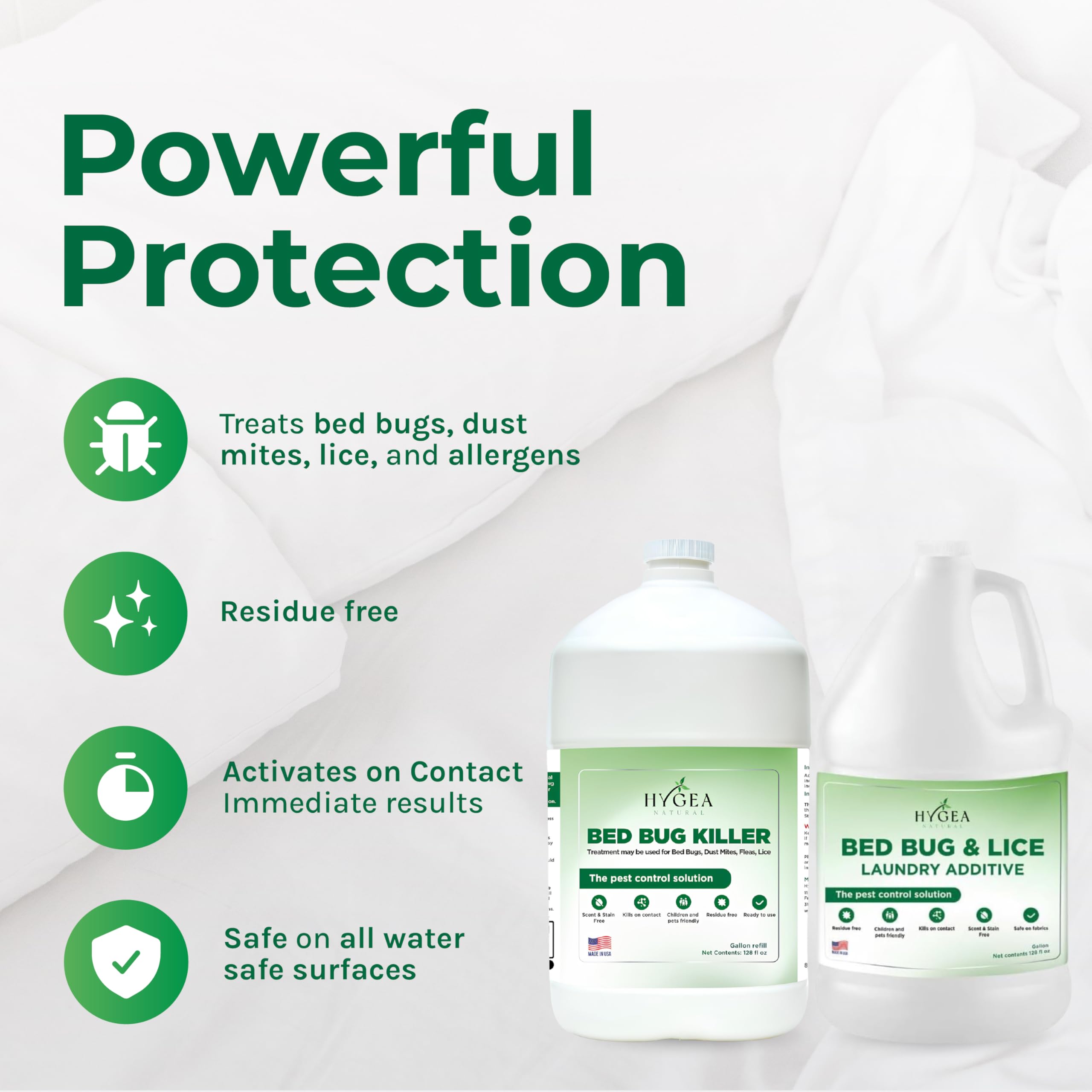 Hygea Natural bed bug lice laundry additive bottle for fabrics.
