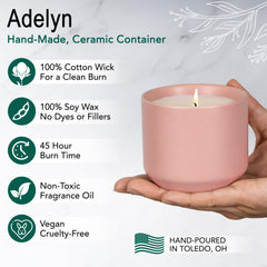 Hyggelight Adelyn candle aroma in ceramic pot enhances living spaces with earthy rosemary-sage notes.