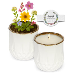 Hyggelight Astrid growing candle releases sandalwood-vanilla aroma for serene spaces.