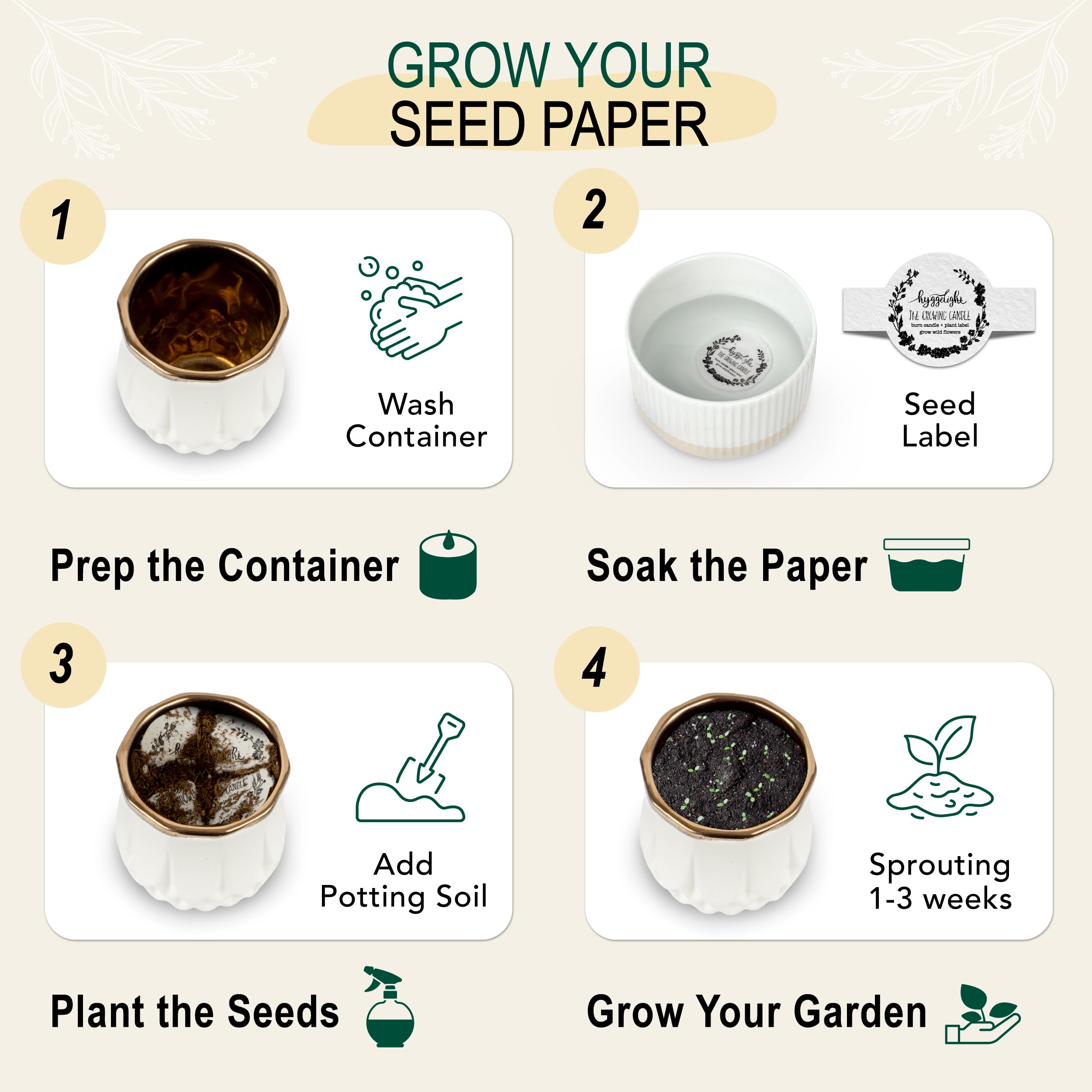 Hyggelight Astrid reusable ceramic container doubles as a planter after use.