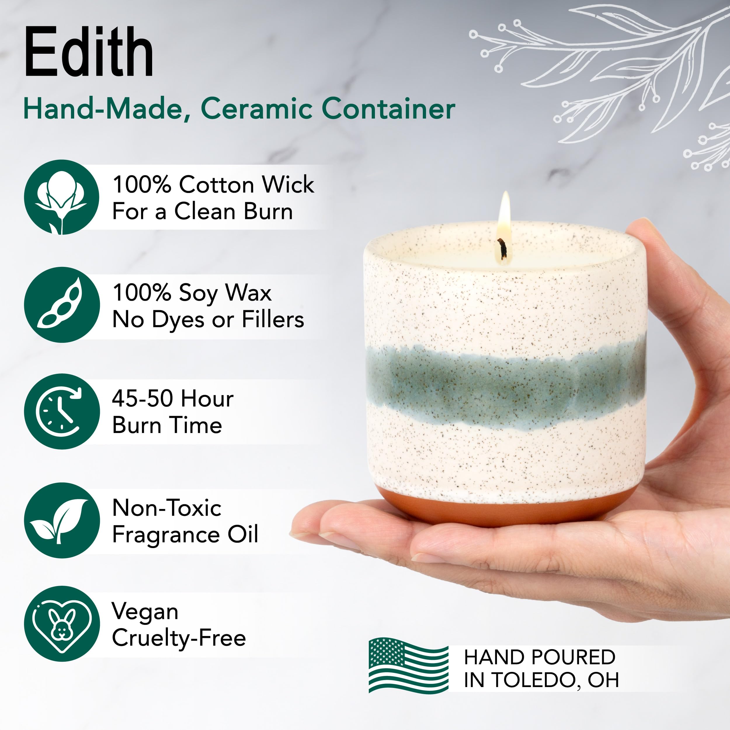 Hyggelight Edith sandalwood vanilla candle fills rooms with warm, comforting aroma.