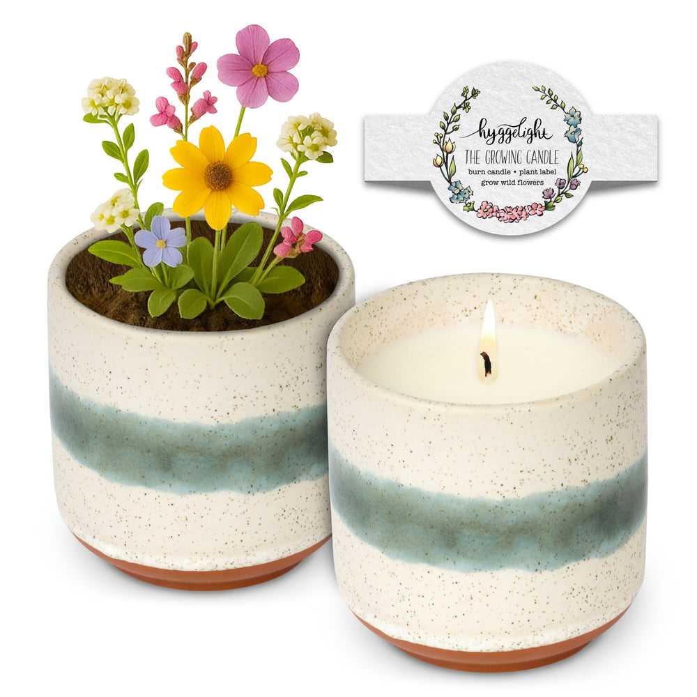Hyggelight Edith growing candle mint eucalyptus aroma in ceramic pot