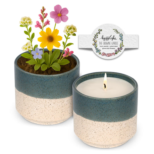 Hyggelight Growing Candle in a willow container ready for ambient decor