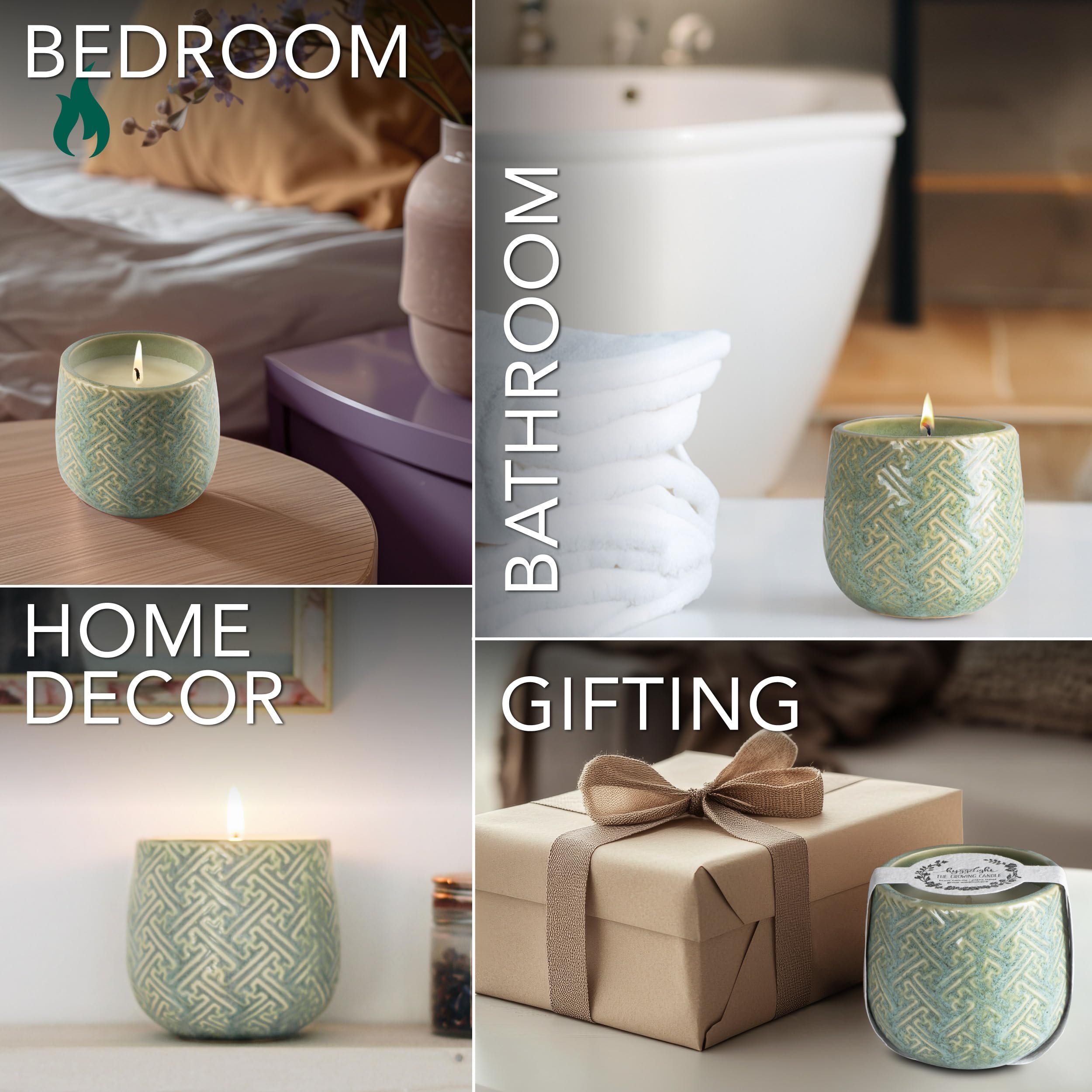 Hyggelight Ida candle-lit living room scene, mint eucalyptus ambiance for relaxation.