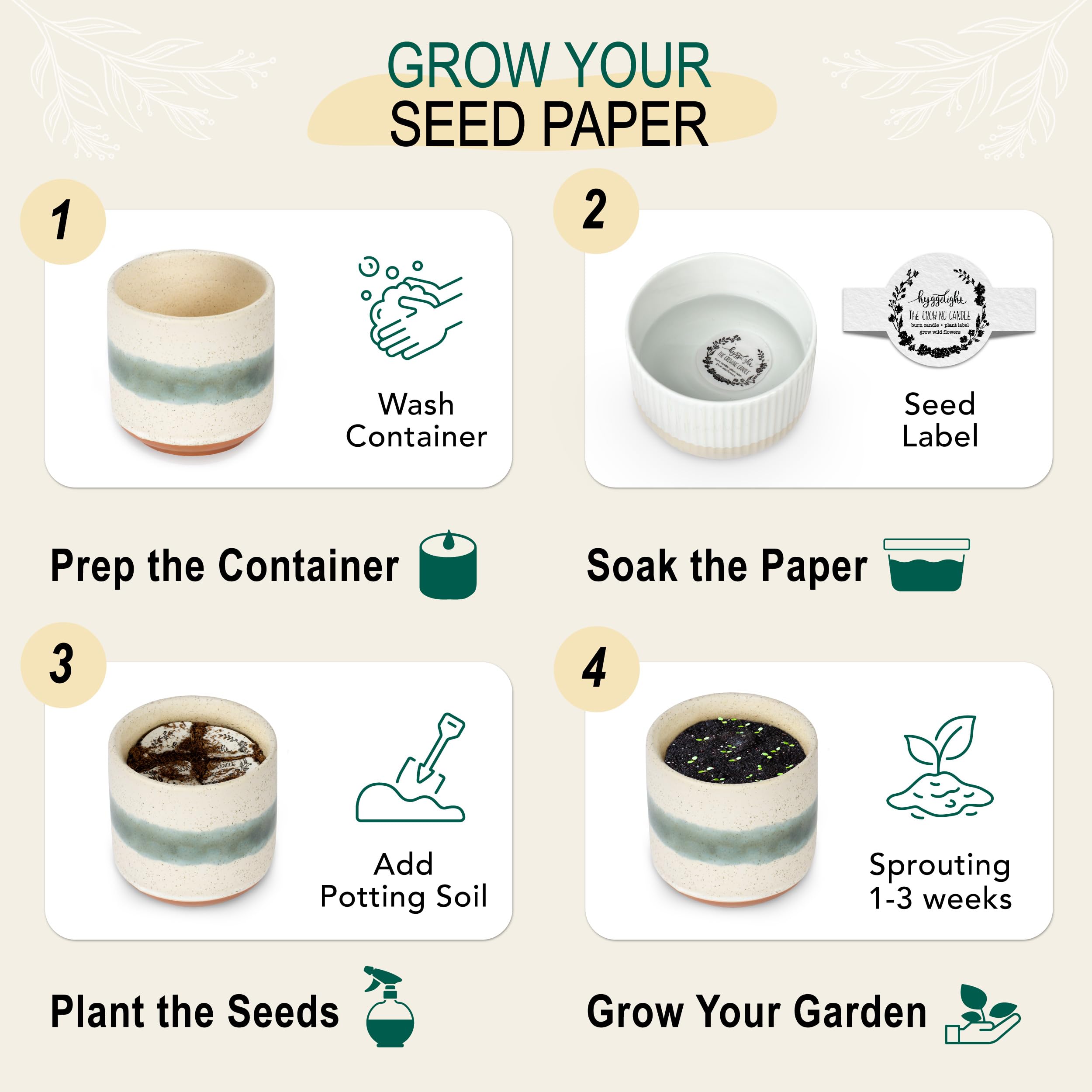 Hyggelight seed label for plant-wildflowers, extending the pot's life after use.