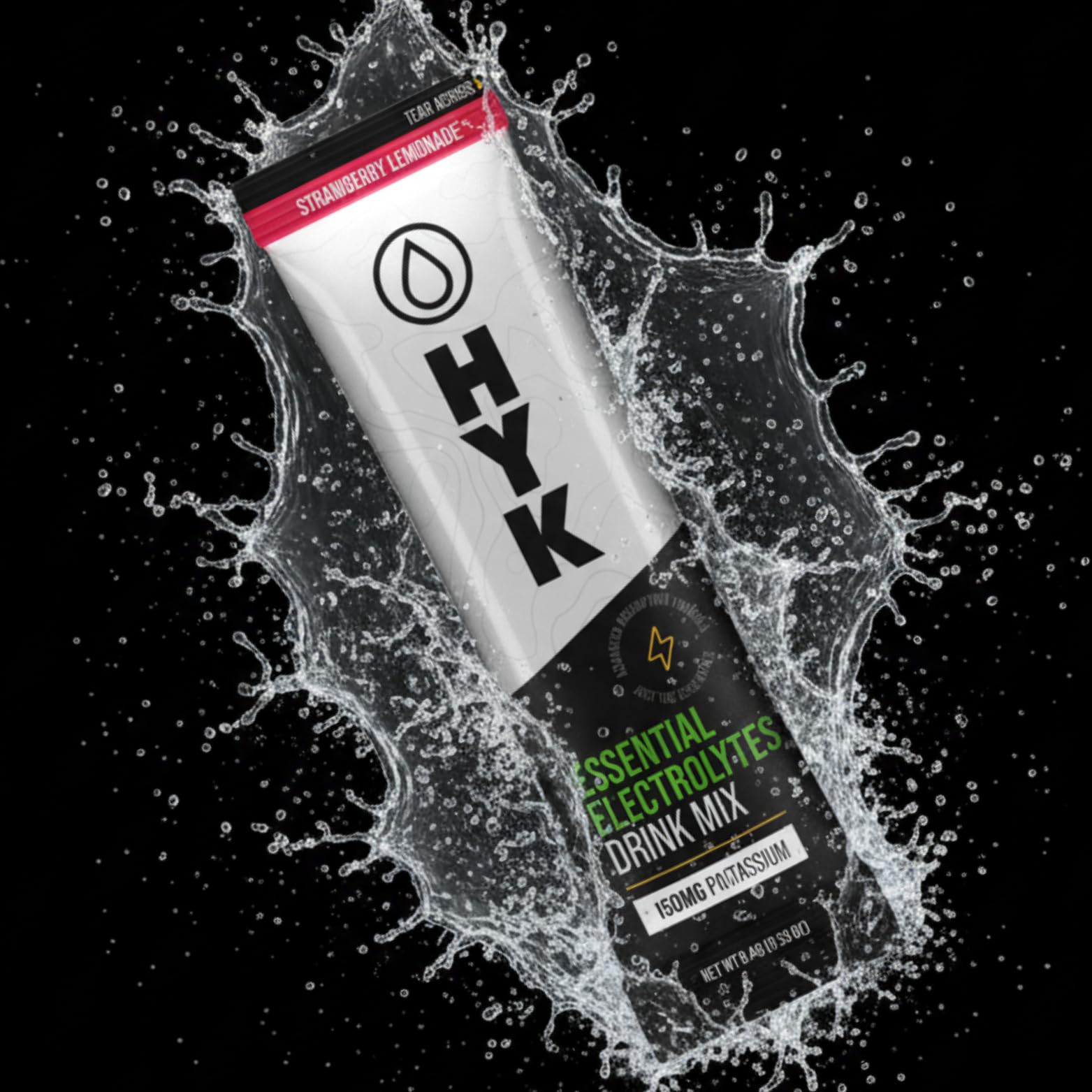 HYK Essential Electrolytes strawberry lemonade glass highlights refreshing flavor