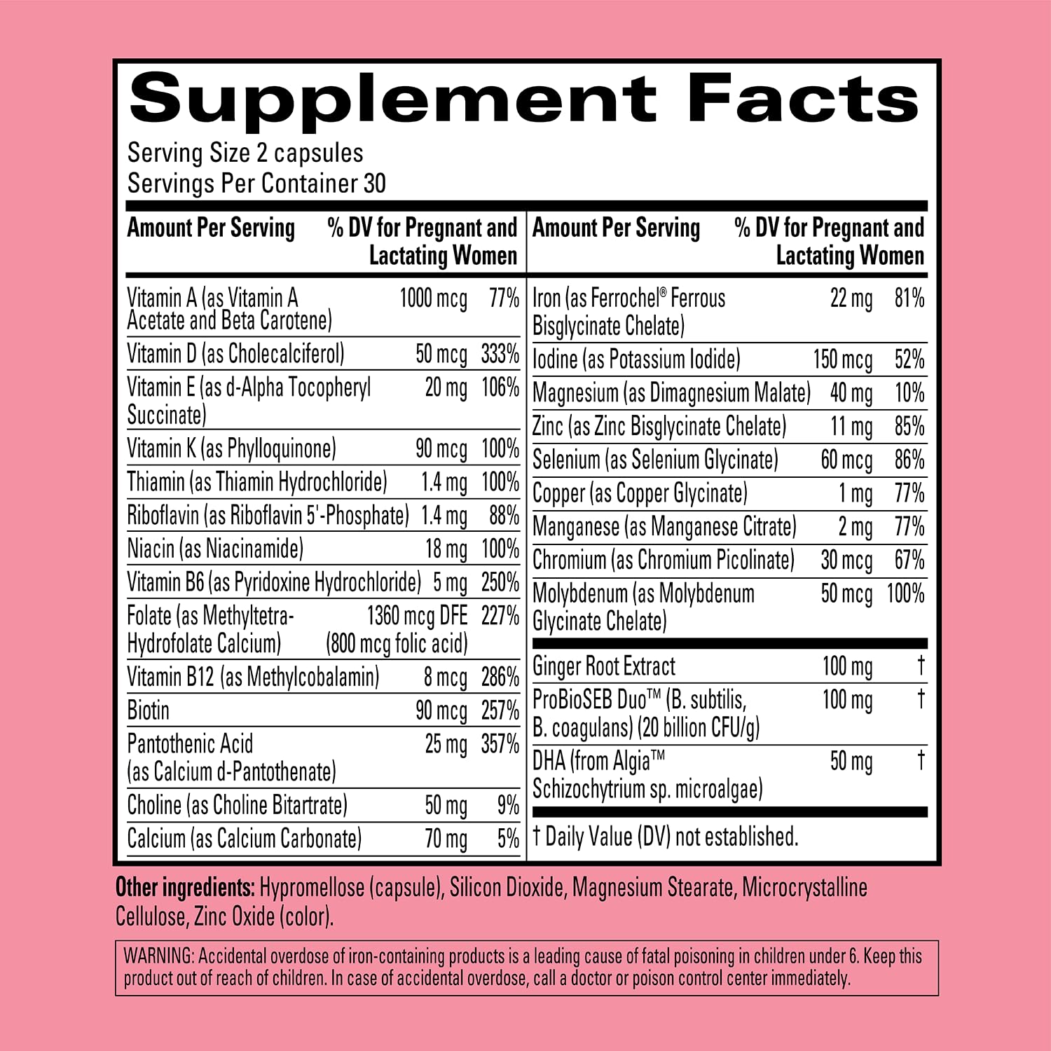 Hyland's Easy Morning Prenatal label highlights active folate and DHA for potential fetal development support.