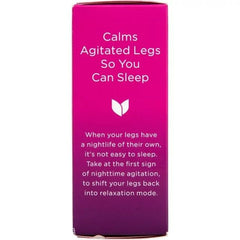 Hyland's Restful Legs bottle on nightstand for nighttime use.