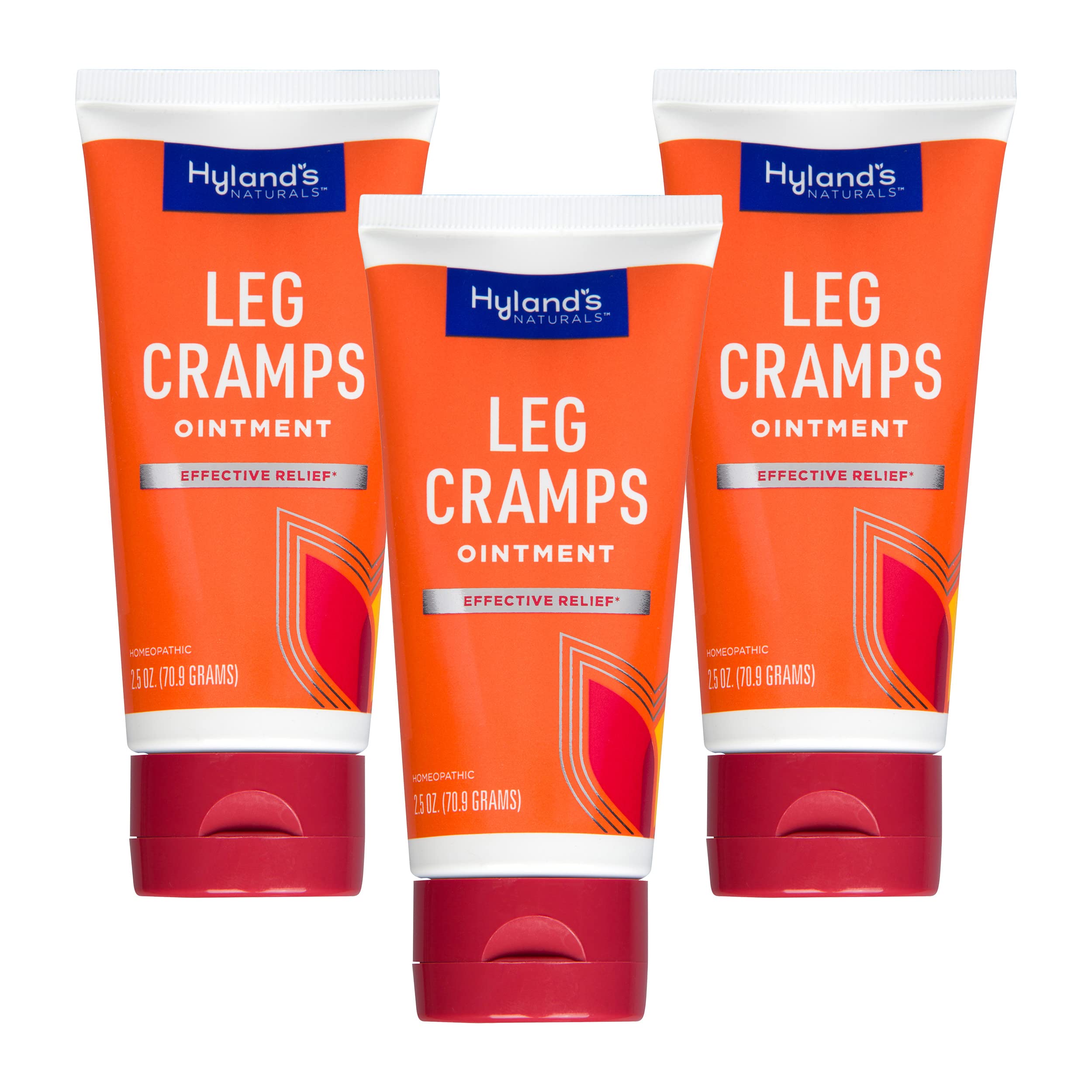 Hyland's Leg Cramps Ointment pack of 3 tubes for quick leg relief.