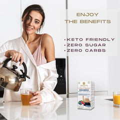 Hyleys box and bags shown, emphasizing the caffeine-free detox experience.