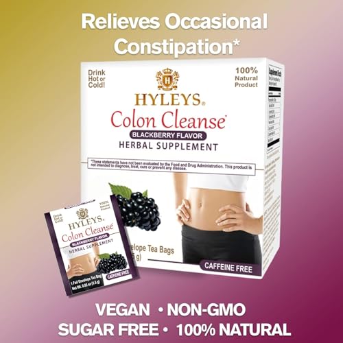 Brewing a cup of Hyleys blackberry colon cleanse tea for daily wellness.