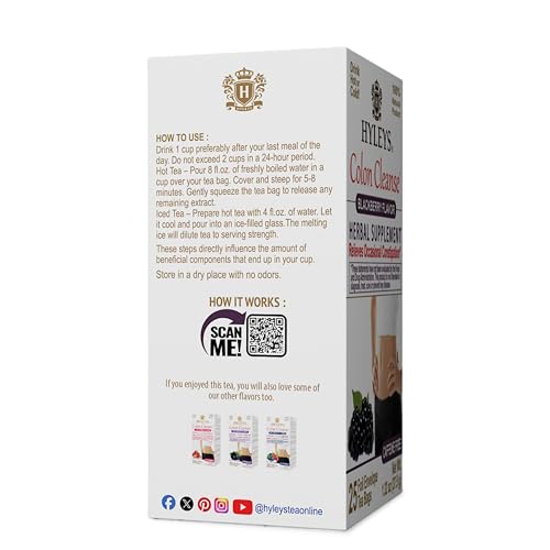 Hyleys Colon Cleanse Tea blackberry flavor diet planner scene implies structured cleanse support.