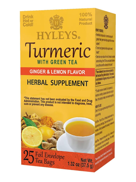 Hyleys Ginger Turmeric Tea Lemon cup releasing bright, soothing aroma.