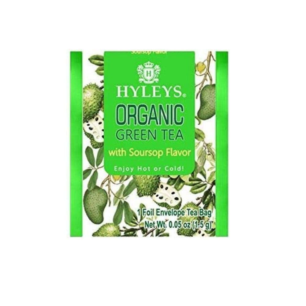 Hyleys Organic Green Tea Soursop Flavor serving ideas with lemon for refreshing breaks.