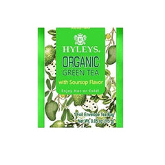 Hyleys Organic Green Tea Soursop Flavor serving ideas with lemon for refreshing breaks.