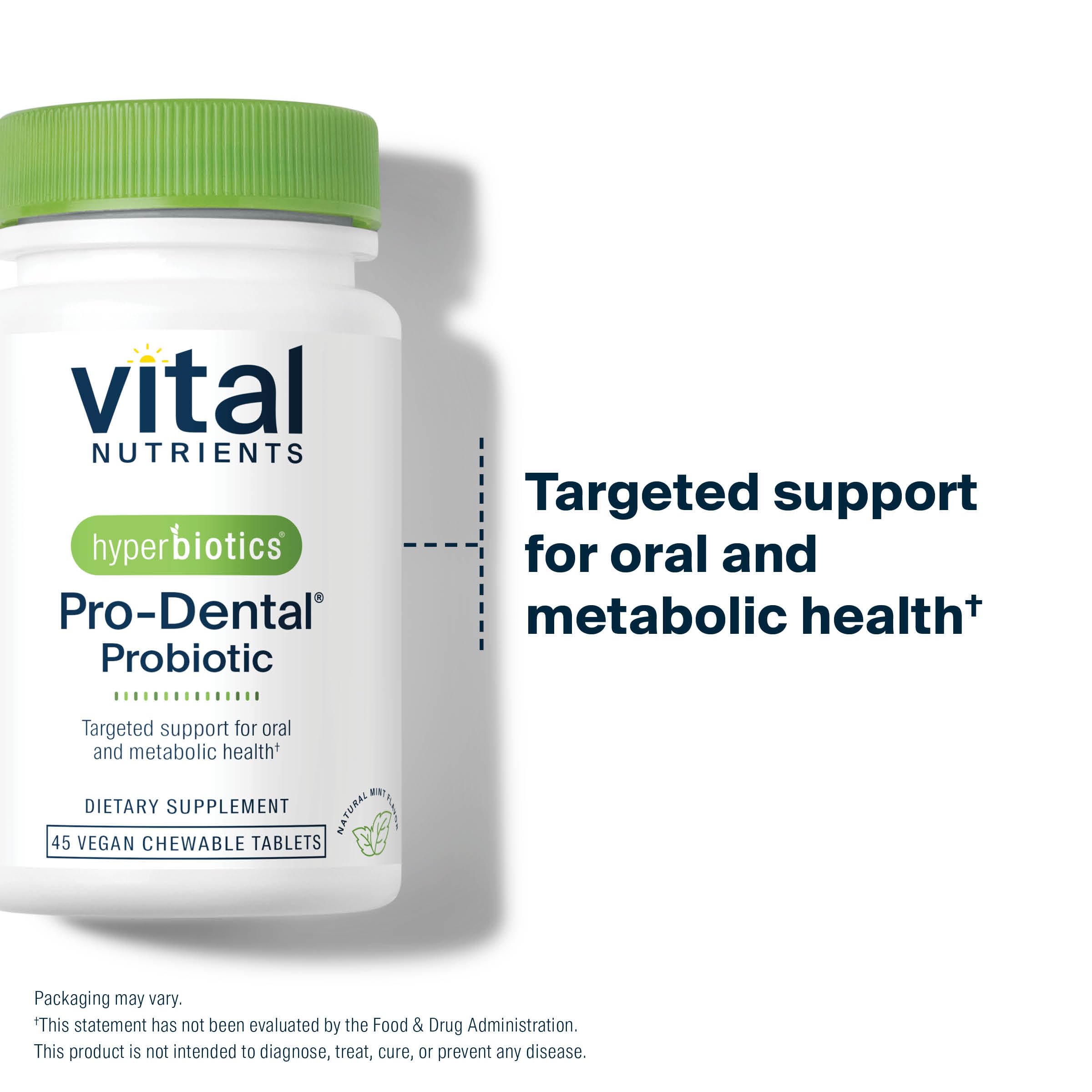 Hyperbiotics Pro Dental bottle shows NSF certification for quality.