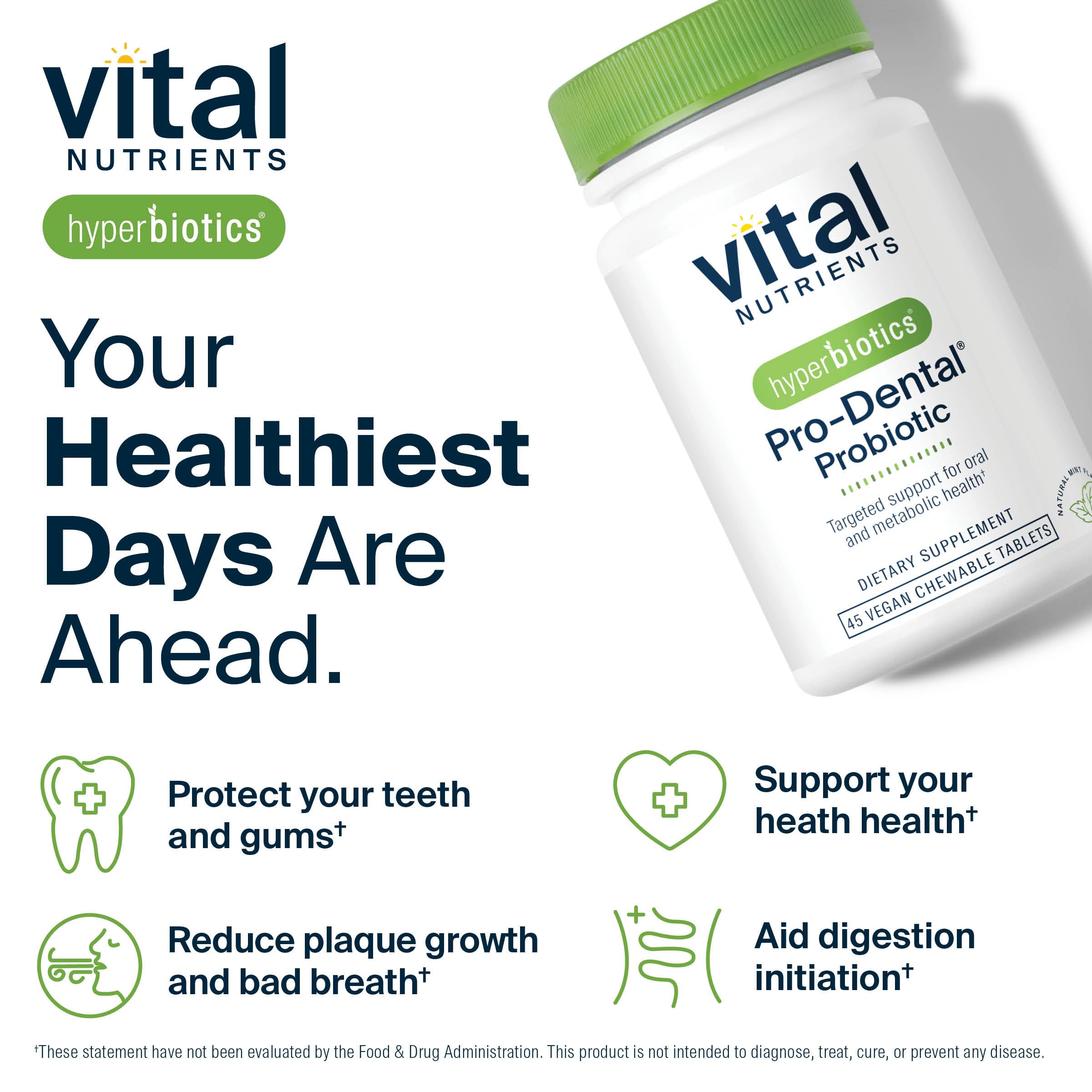 Hyperbiotics Pro Dental tablets on a clean counter for shelf-stable use.