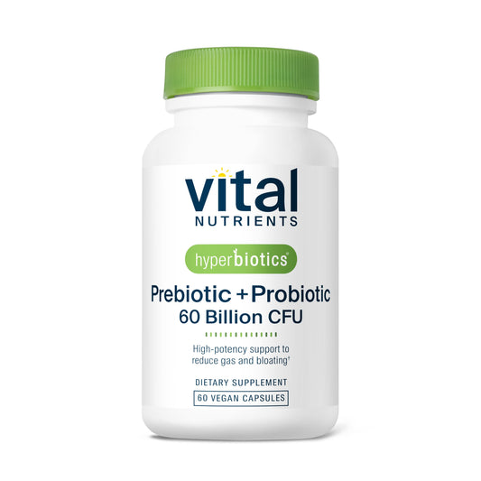 Hyperbiotics Vital Nutrients bottle front showing daily probiotic support for digestion