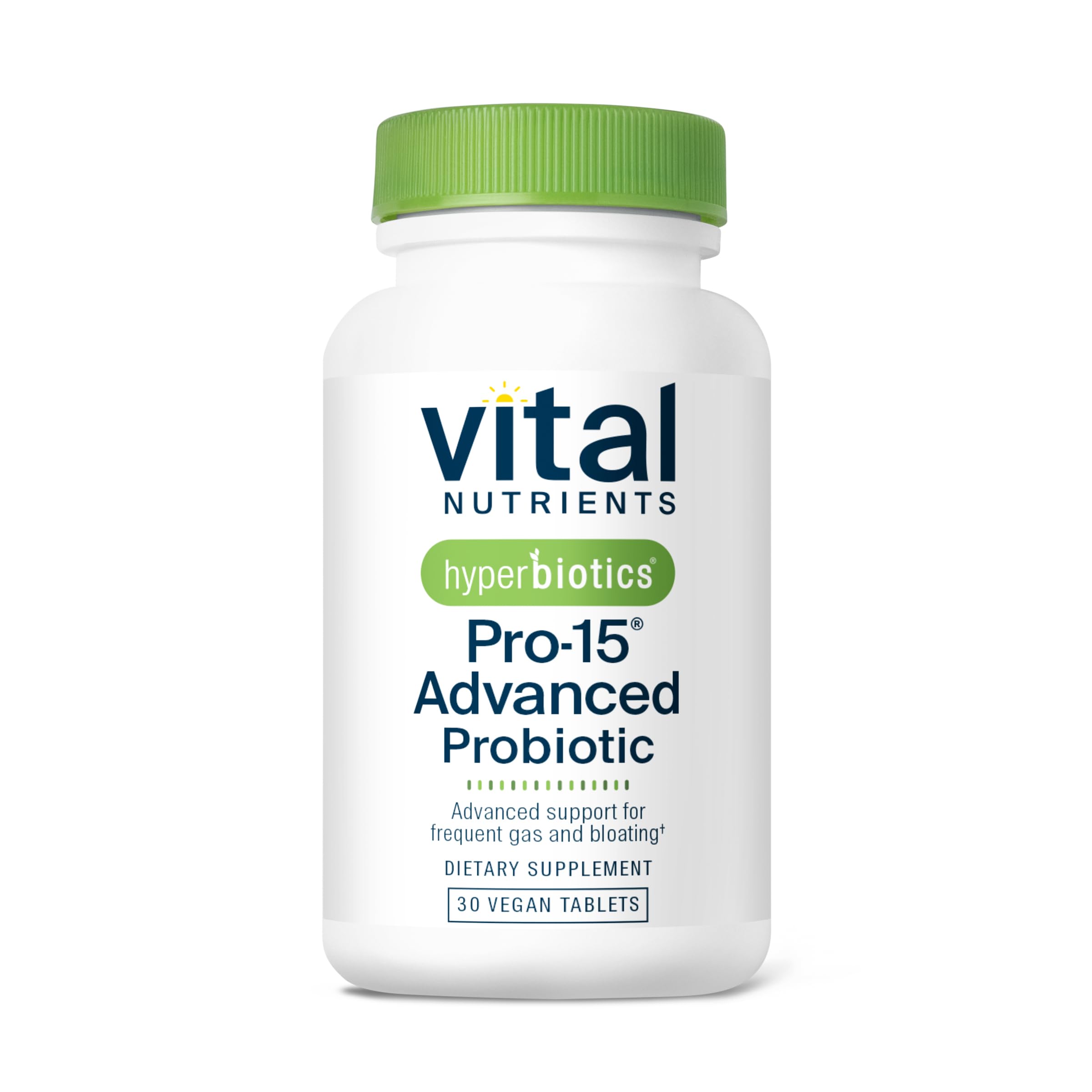 Hyperbiotics Vital Nutrients Pro-15 bottle shown for daily digestive balance