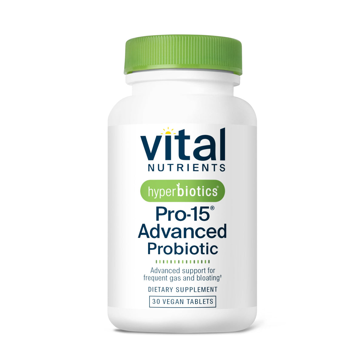 Hyperbiotics Vital Nutrients Pro-15 bottle shown for daily digestive balance