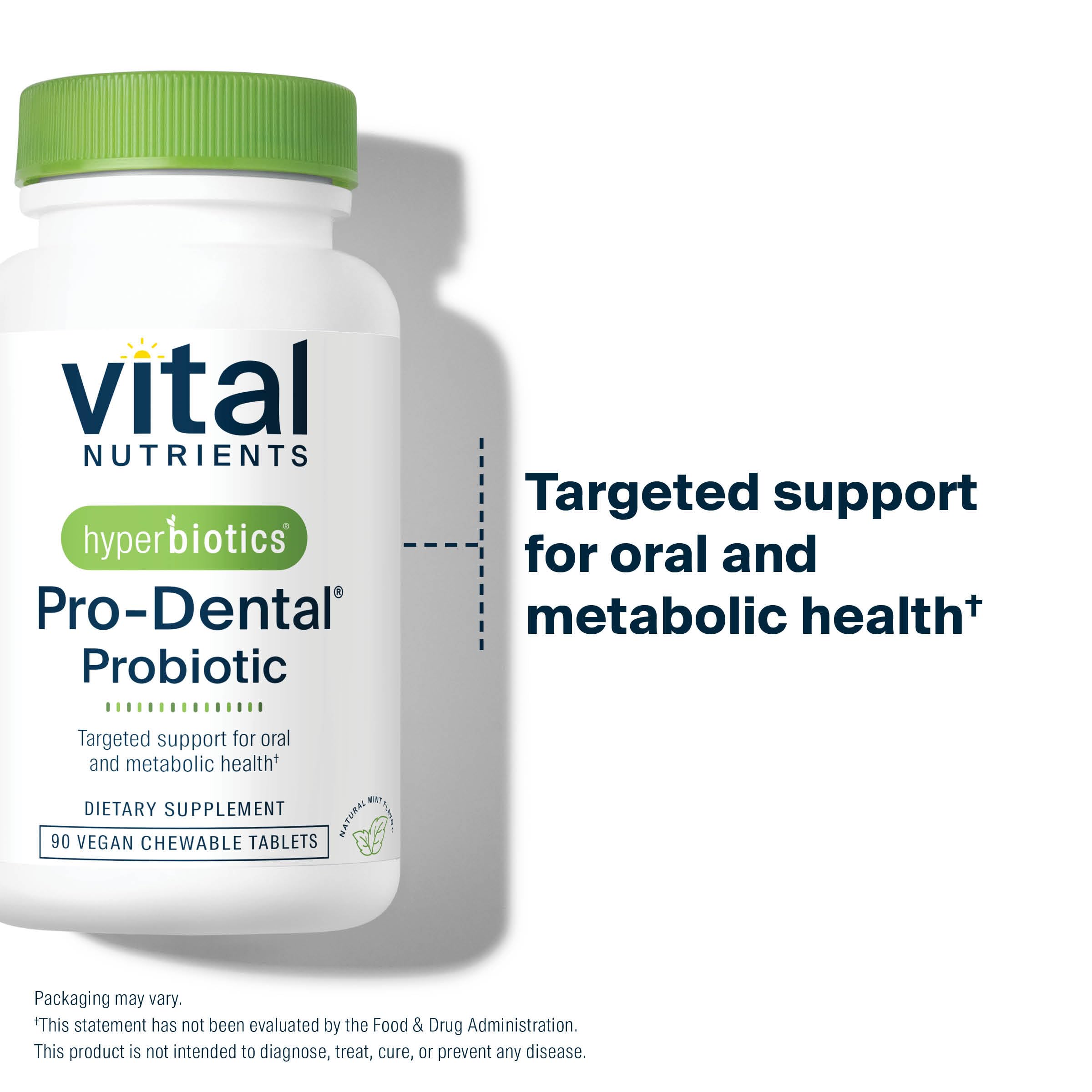 Mint chewable Hyperbiotics Pro Dental tablet ready for daily use