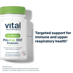 Hyperbiotics Vital Nutrients Pro Kids ENT mouth-health focus highlighting M18 enzyme action.