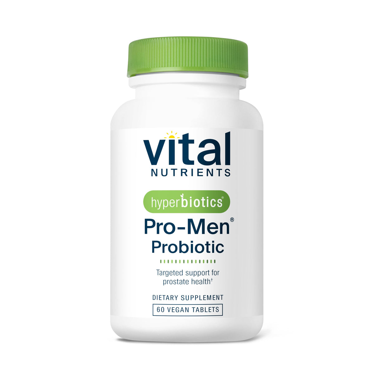 Hyperbiotics Vital Nutrients Pro Men bottle front view showing daily probiotic support