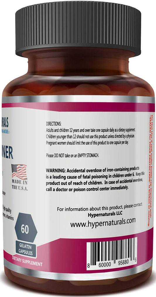 Hypernaturals OPTIMMUNER Plus bottle side with label details.