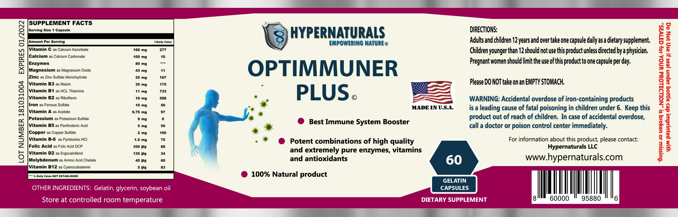Hypernaturals OPTIMMUNER Plus dispensing capsules for daily use.