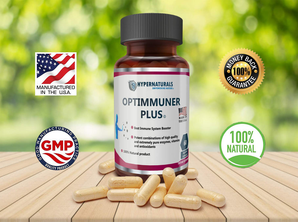 Hypernaturals OPTIMMUNER Plus packaging with bottle and box.
