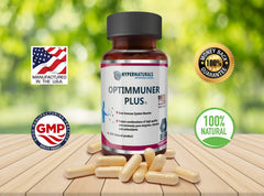 Hypernaturals OPTIMMUNER Plus packaging with bottle and box.