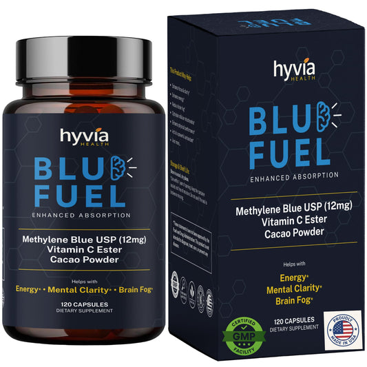 Hyvia Health Methylene Blue capsules bottle for easy daily dosing and cognitive support.