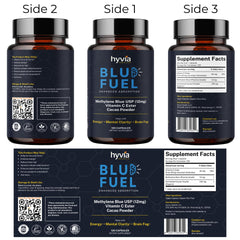 Hyvia Health Methylene Blue capsules with cacao powder adding antioxidants.