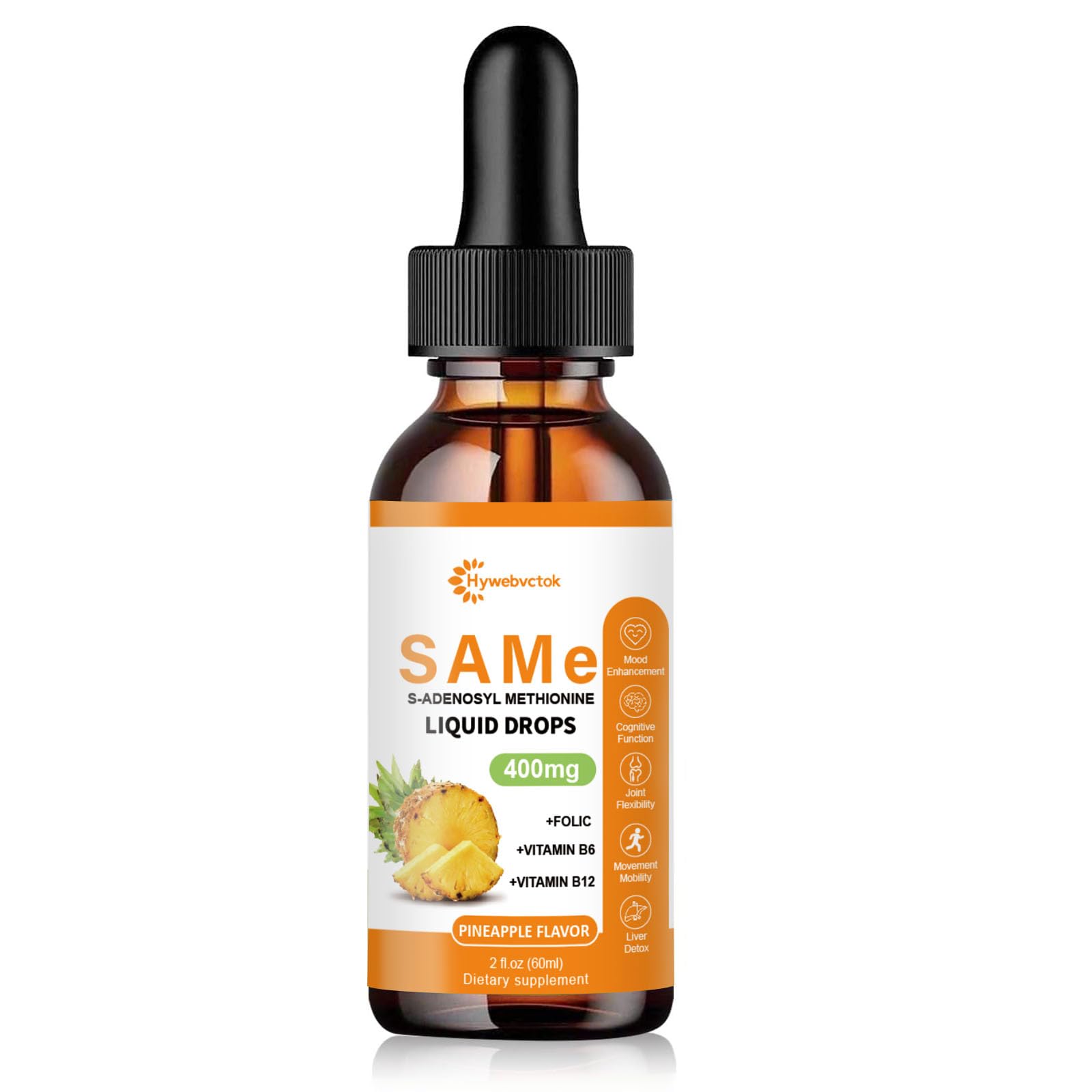 Hywebvctok SAM-E Drops user applying 2 ml dose directly in mouth