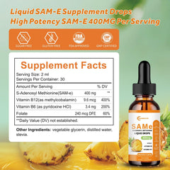 Hywebvctok SAM-E Drops label highlights 400 mg SAM-E and B vitamins