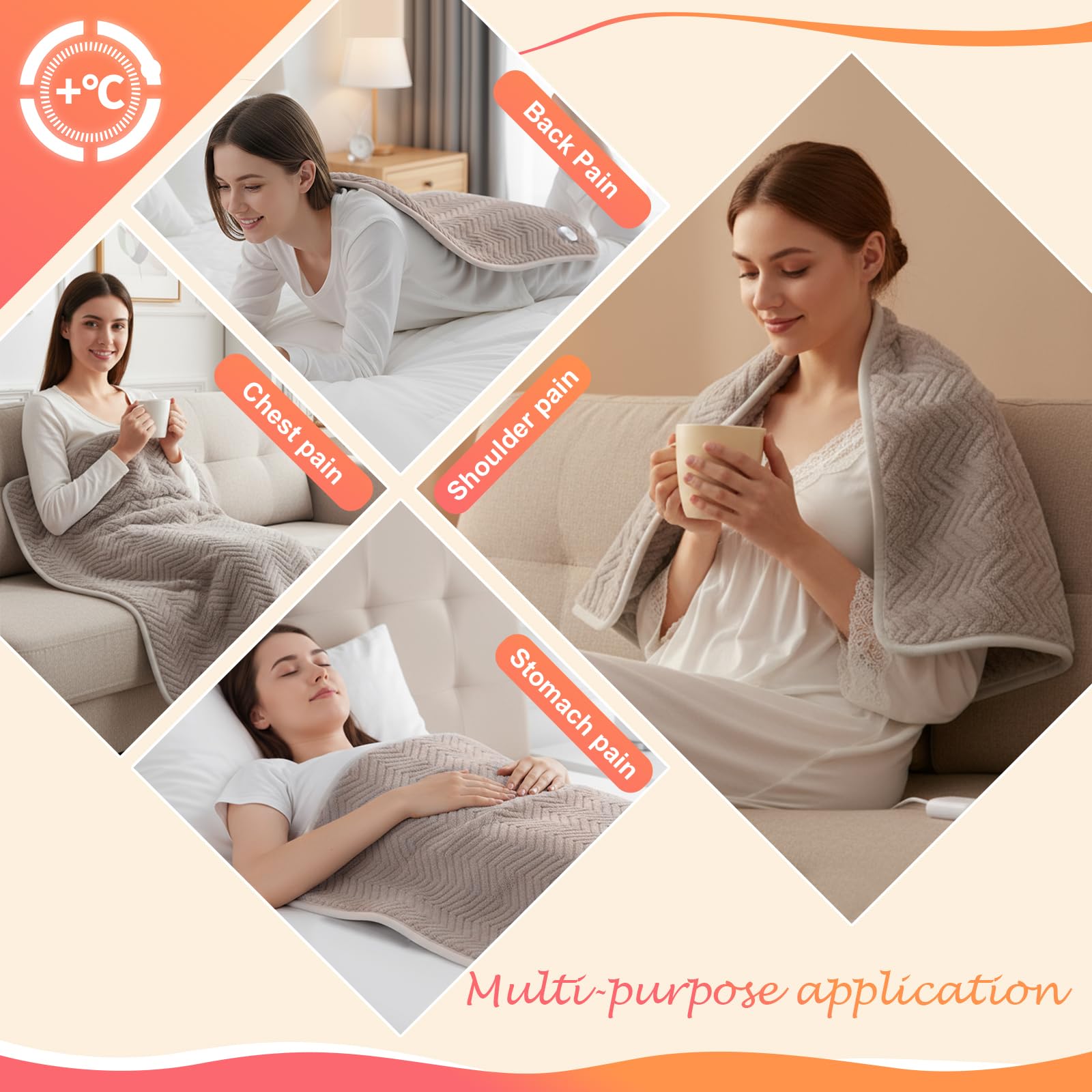 hywecy extra large heating pad with 6 heat levels for customizable warmth