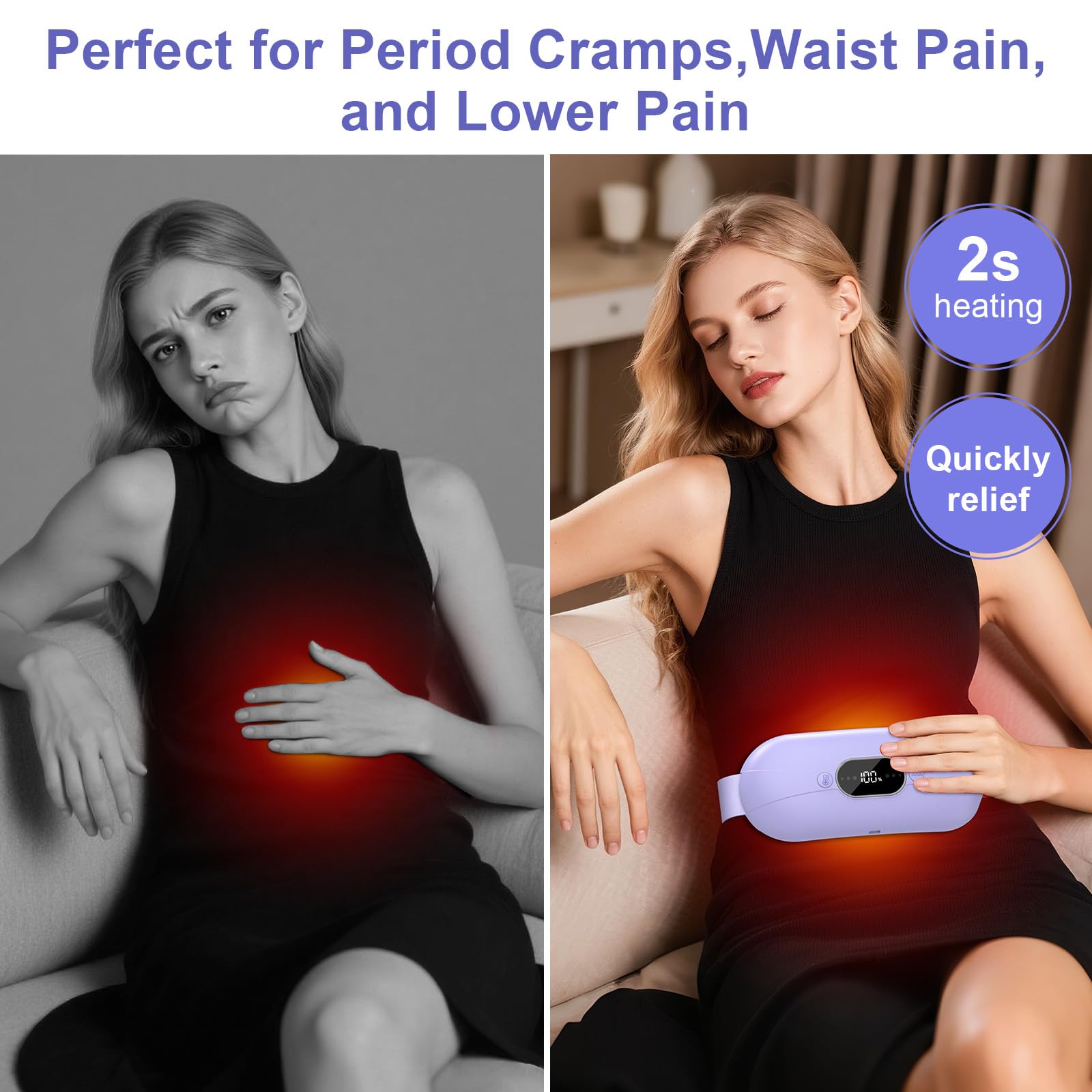 HZD cordless heating pad wearable belt enables movement during therapy