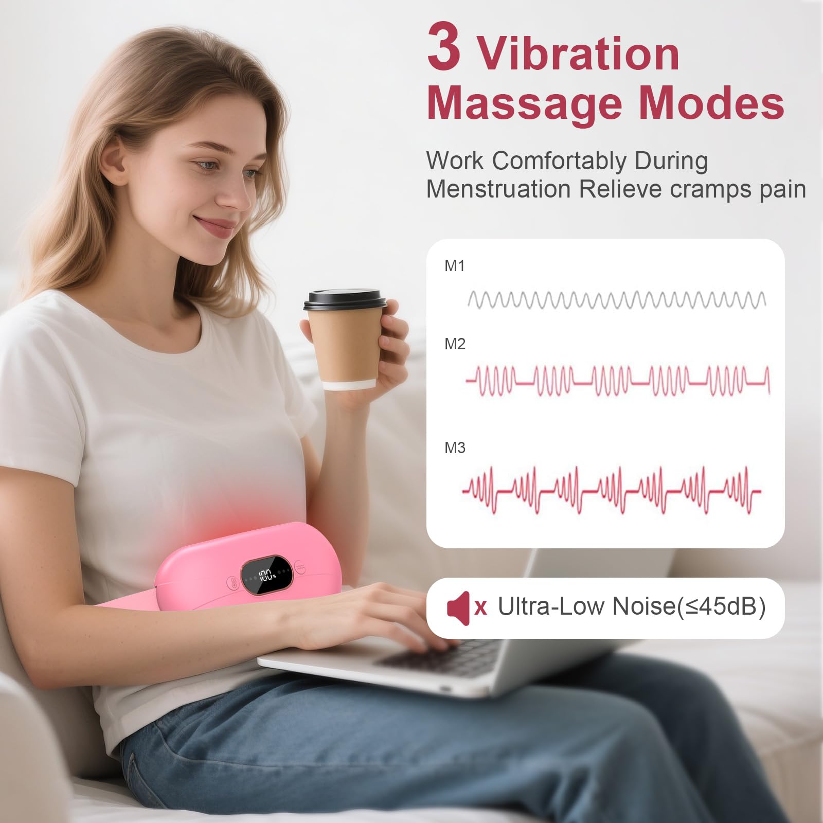 HZD device with 3 heat levels and 3 massage modes for personalized comfort