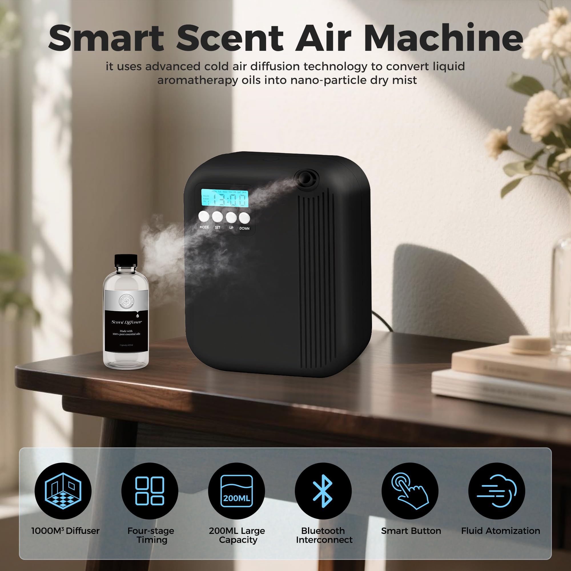 HZQVA Hotel Collection Diffuser nano dry mist for clean, quiet aromatherapy.
