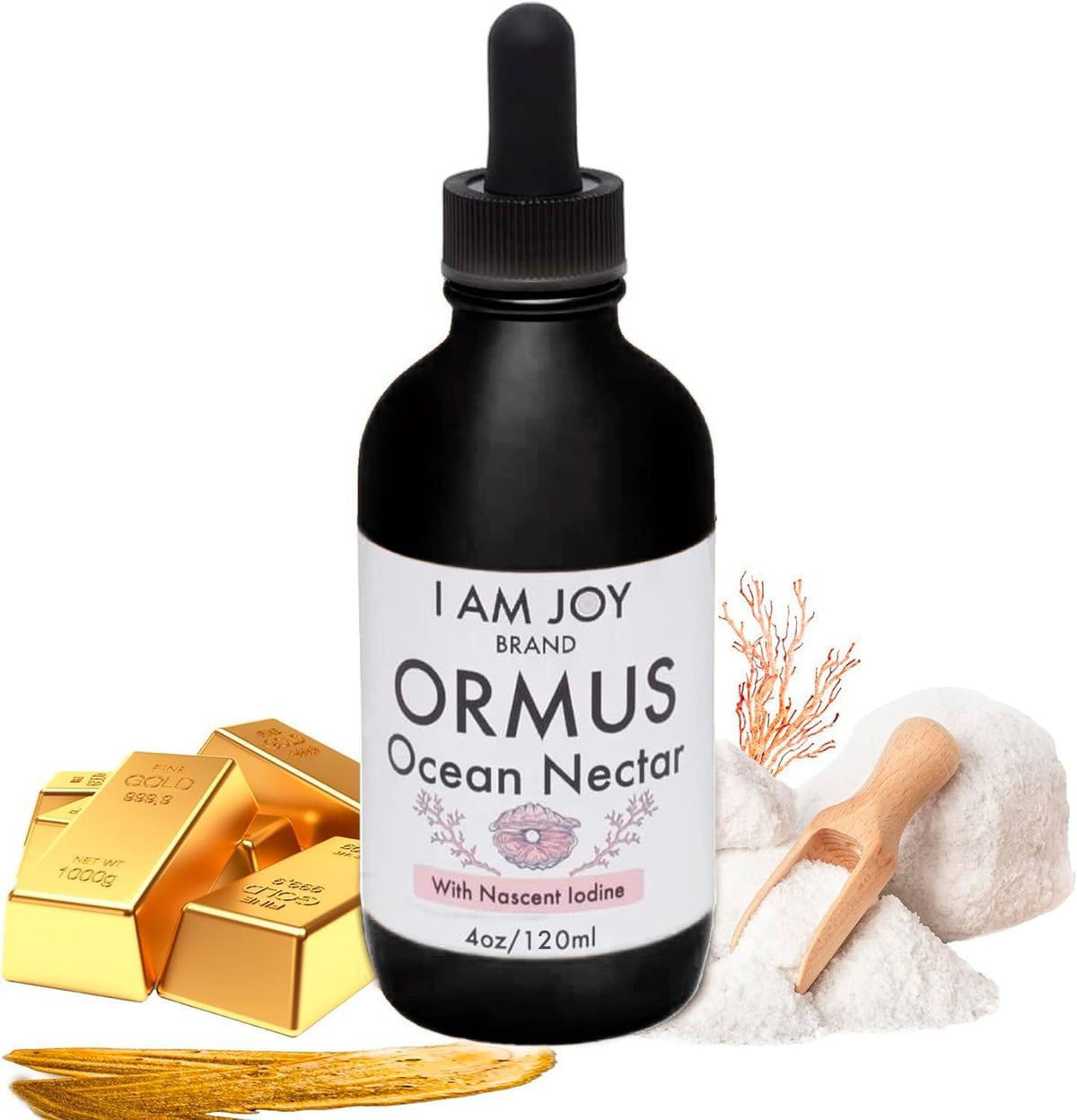 I Am Joy co. Ormus Ocean Nectar bottle with premium mineral blend for daily use.
