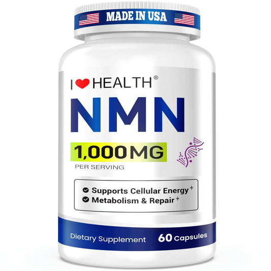 I LOVE HEALTH NMN 1000mg bottle cap close-up, highlighting purity and potency